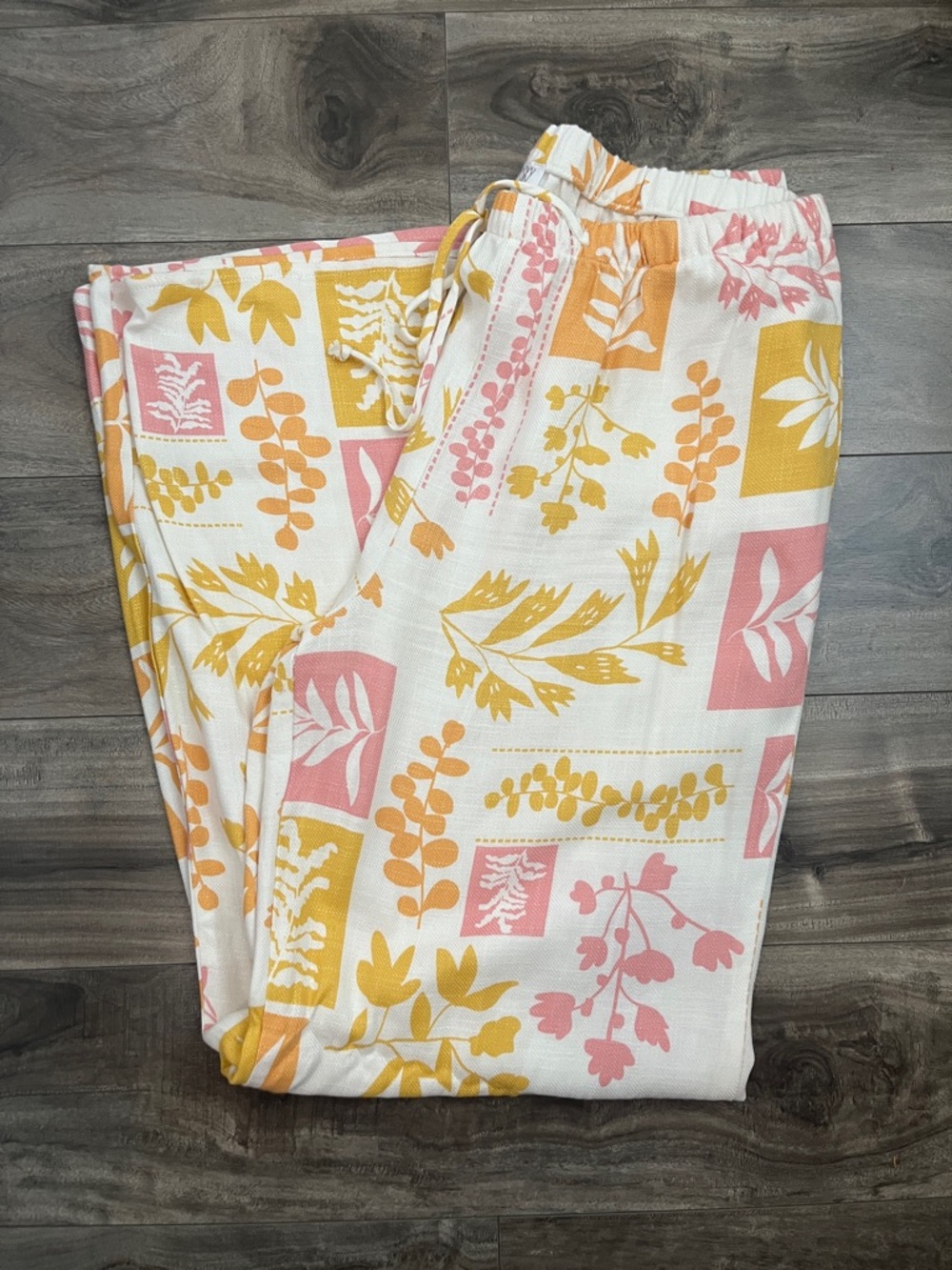 Floral Print Cozy Lounge Pants in Yellow & Pink